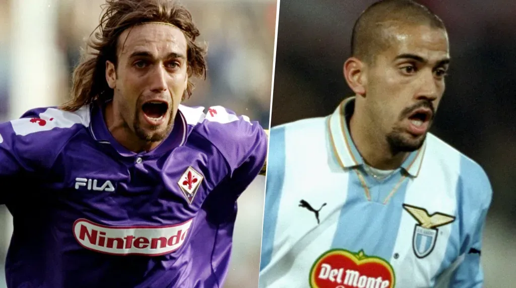 Gabriel Batistuta y Juan Sebastián Verón, ex jugadores de Boca (Getty Images)