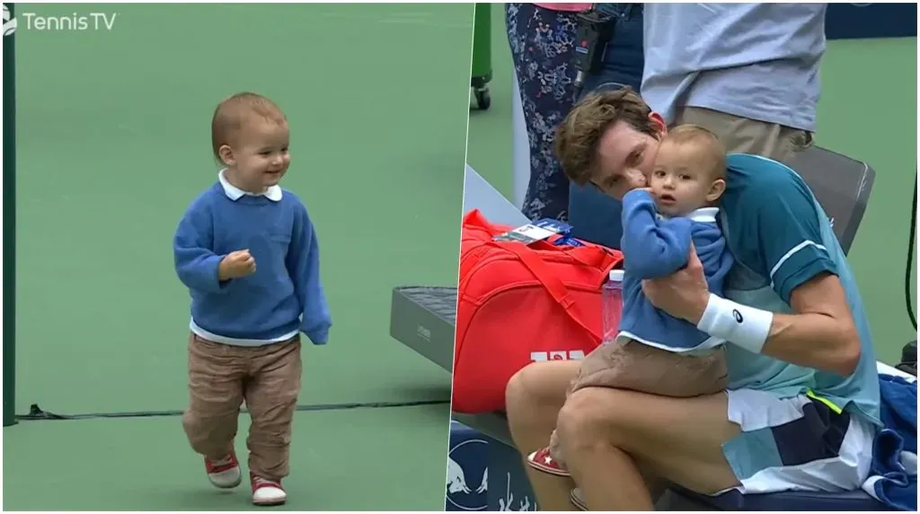 Juanito Jarry suele acompañar a su papá en la cancha, y se roba todas las miradas. | Foto: Tennis TV