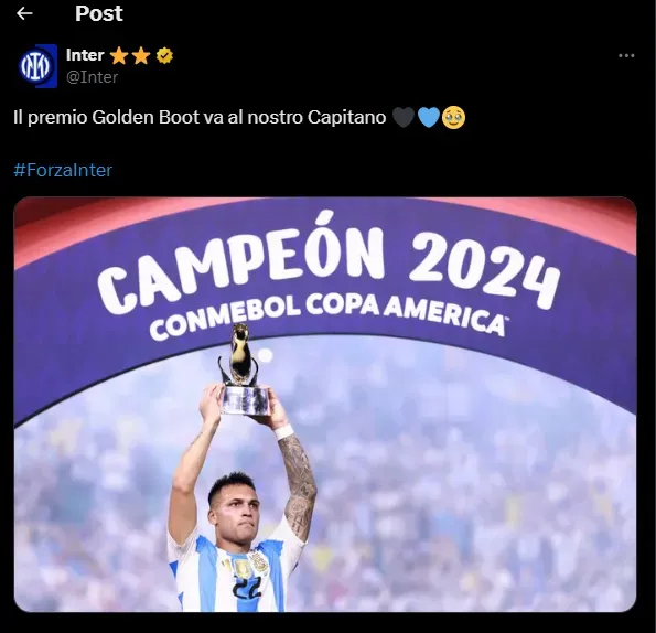 Lautaro Martínez fue el goleador de la Copa América con cinco goles.