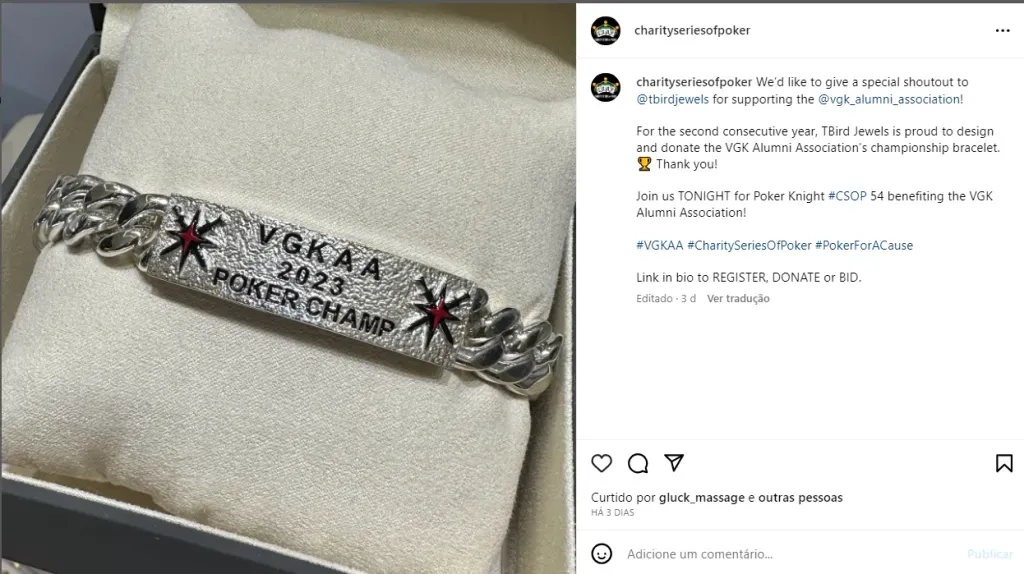 Foto: Reprodução @charityseriesofpoker
