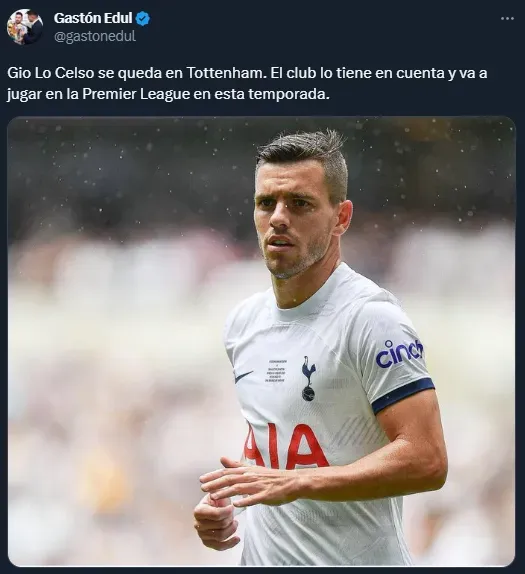 Lo Celso se queda en Tottenham (Twitter @gastonedul).