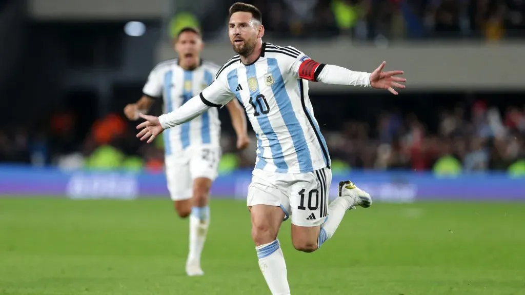 Messi festeja su gol ante Ecuador. // Getty