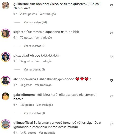 Internautas comentam sobre postagem de Chico Moedas – Foto: Instagram