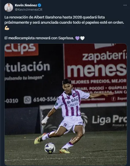 Kevin Jiménez en su cuenta oficial en X