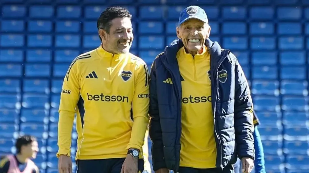 Juvenal Rodríguez junto a Miguel Ángel Russo. (Boca Oficial)