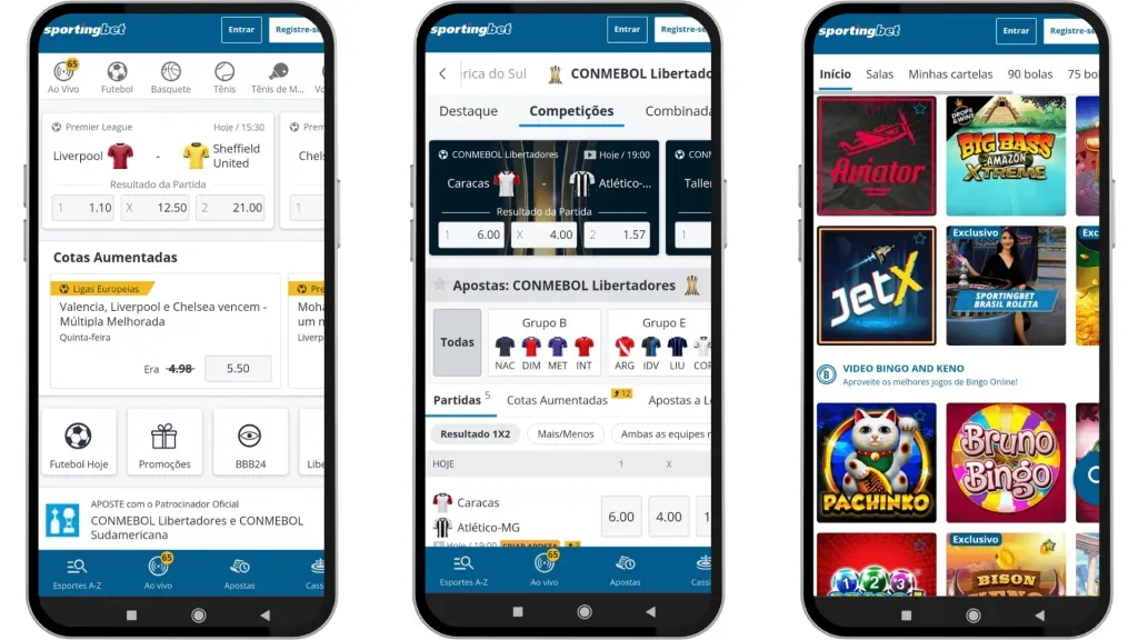 Até o momento, a Sportingbet possui apenas um aplicativo para Android e um site móvel para iOS.