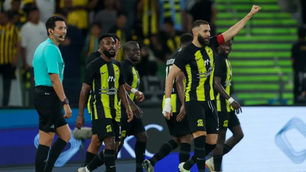 Las figuras de Al Ittihad, con Karim Benzema a la cabeza (Getty Images).