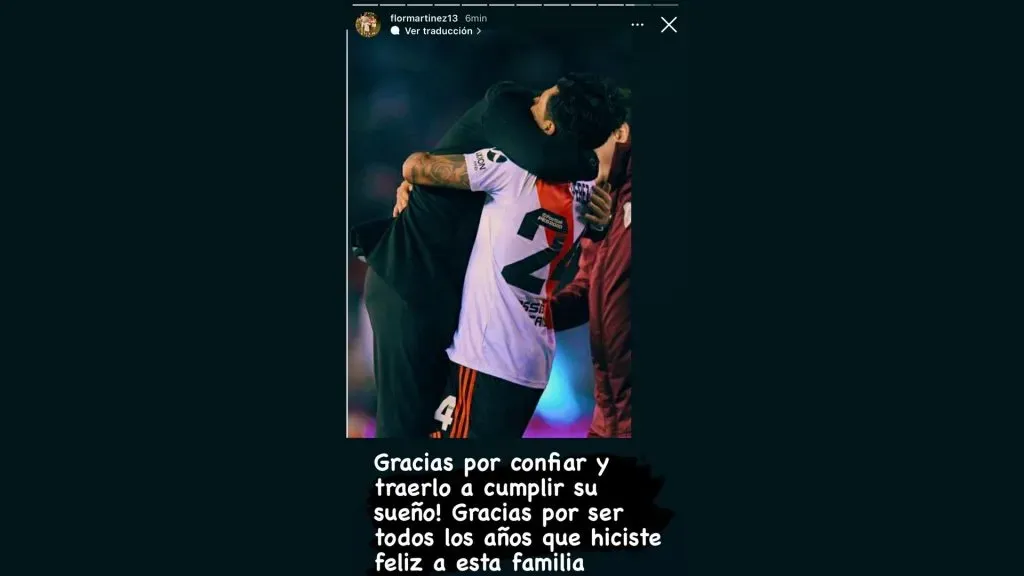 El mensaje de Florencia Martínez, mujer de Enzo Pérez, por Instagram.
