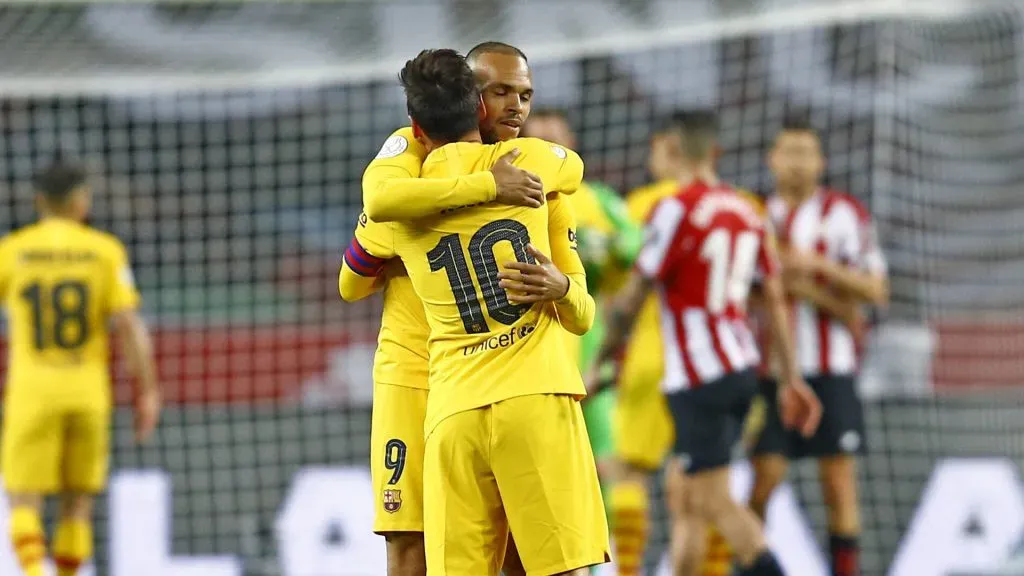 Martin Braithwaite y Lionel Messi jugaron juntos en el Barcelona.