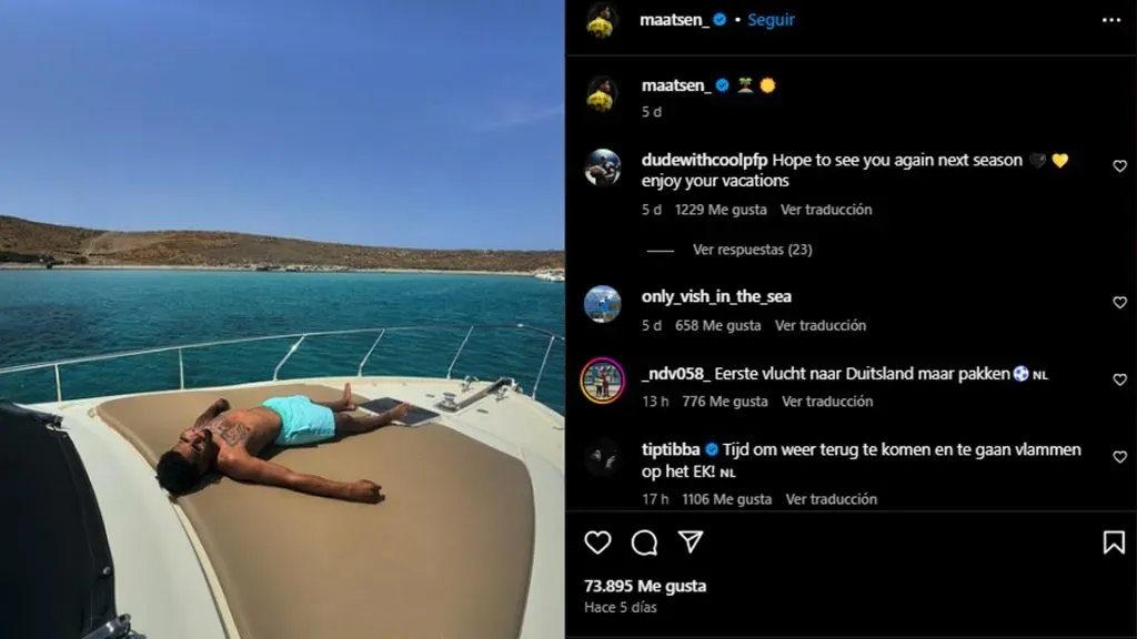 Ian Maatsen publicó en Instagram una foto de sus vacaciones en Grecia.