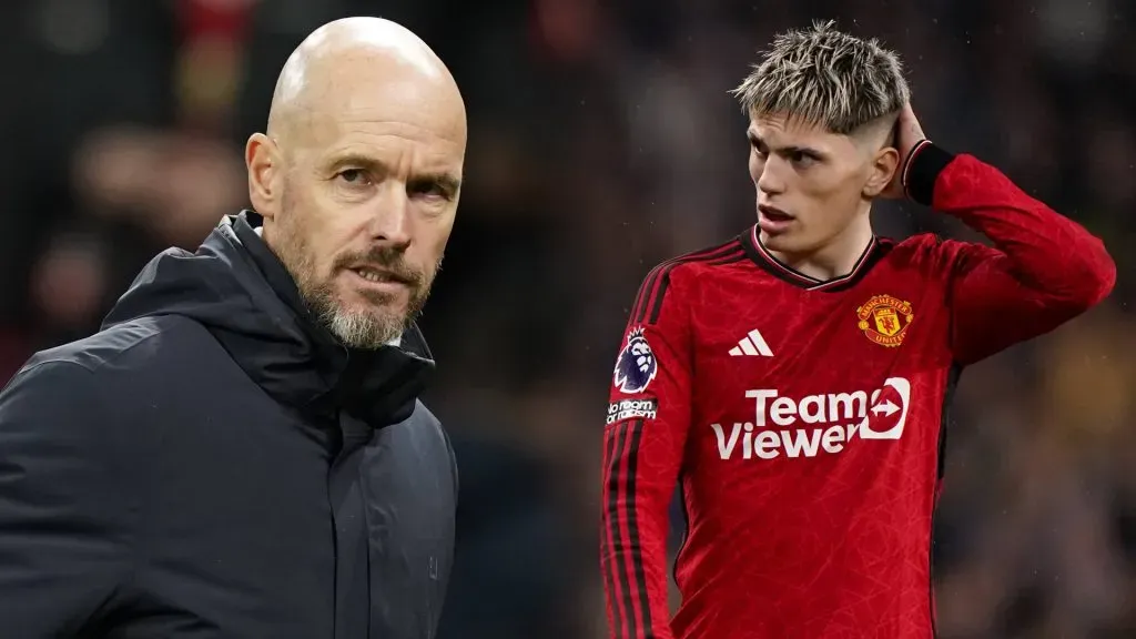 Alejandro Garnacho y Erik ten Hag del Manchester United