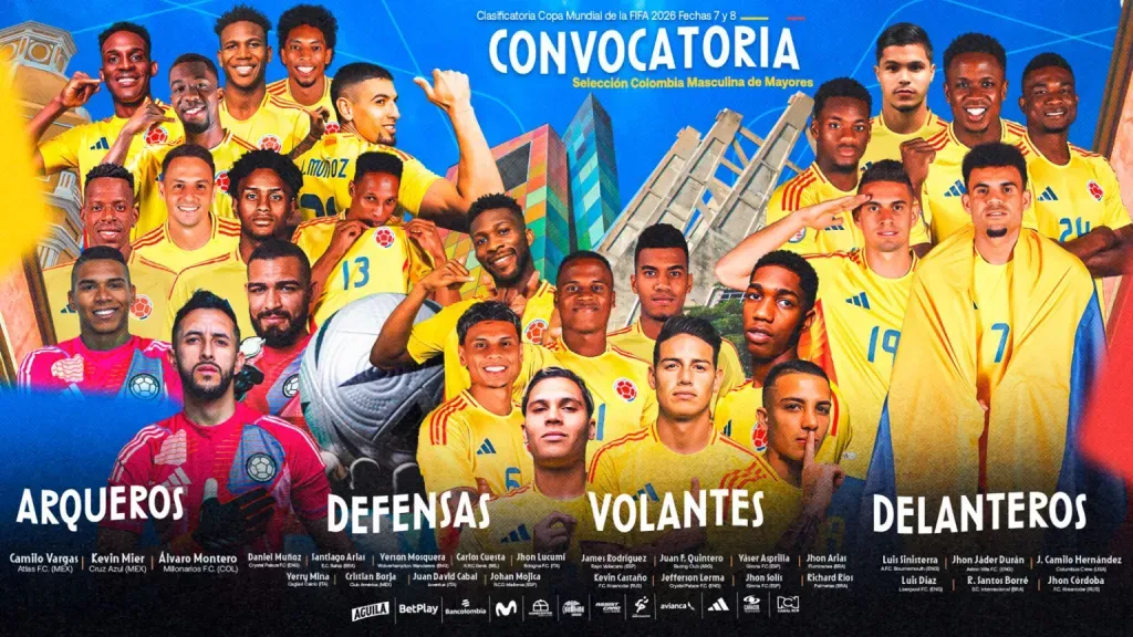 Todos los convocados de la Selección Colombia.