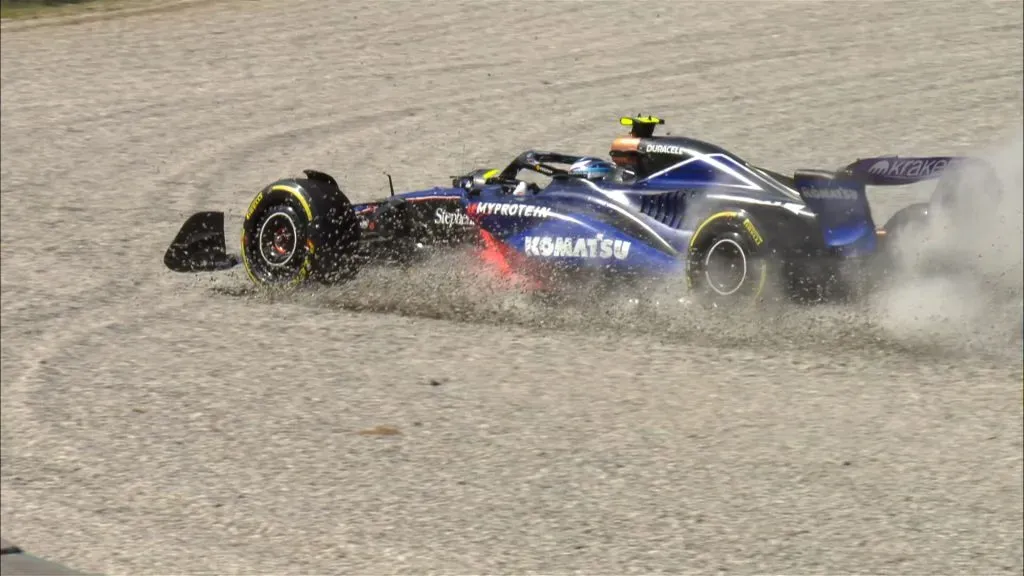 Franco Colapinto pisó la leca en la FP1 pero sin mayores consecuencias para el FW46.