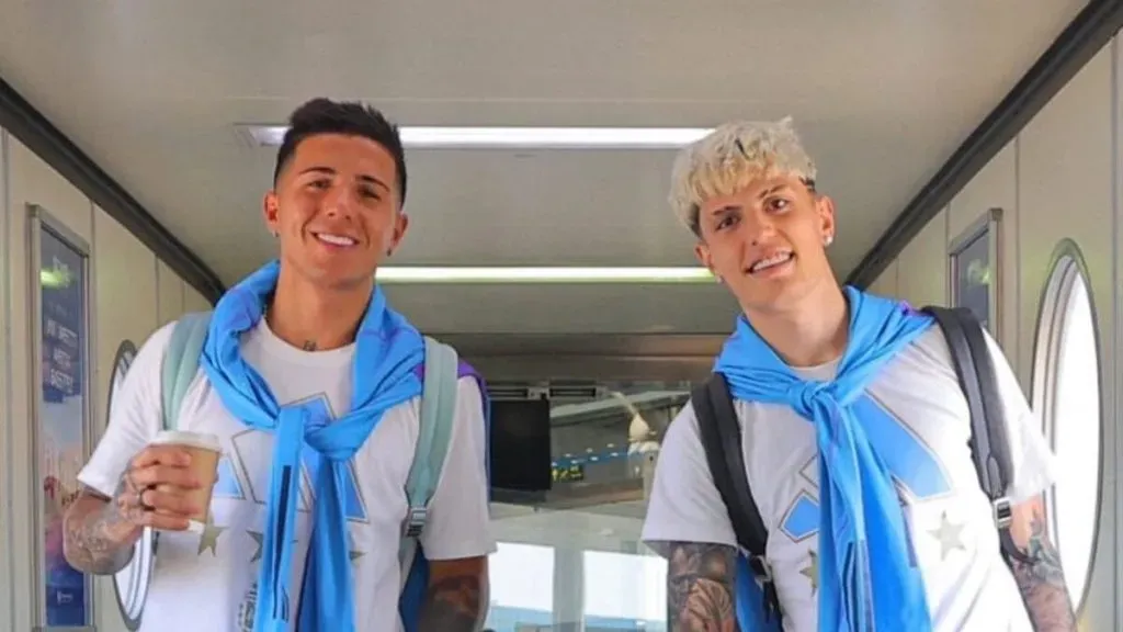 Alejandro Garnacho y Enzo Fernández, durante una convocatoria con la Selección Argentina. (AFA Prensa)