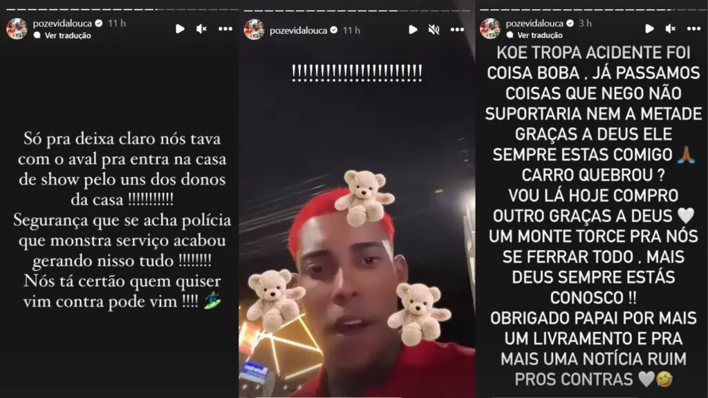 MC Poze do Rodo se pronuncia no Instagram. Reprodução/Instagram