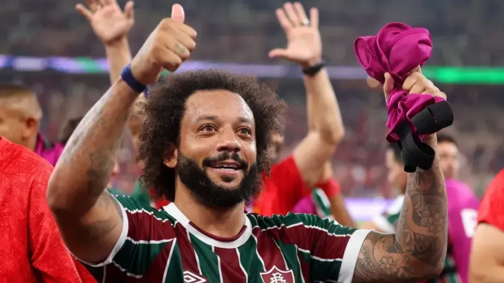Foto: Francois Nel/Getty Images – Marcelo comemora vitória do Fluminense pelo Mundial de Clubes