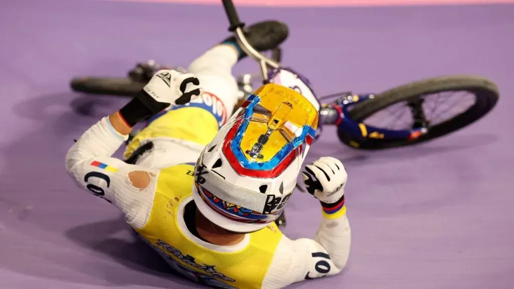 Carlos Ramírez al momento de la caída. GETTY.