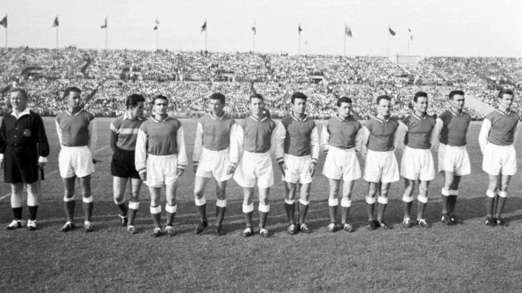 Stade de Remis players in European Soccer Cup Of The Champions Club 1959. (Source: Getty Images)