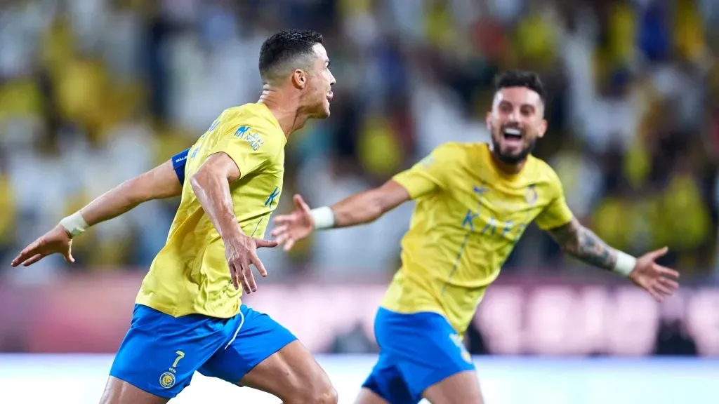 Cristiano Ronaldo celebrates his first goal vs. Al-Duhail