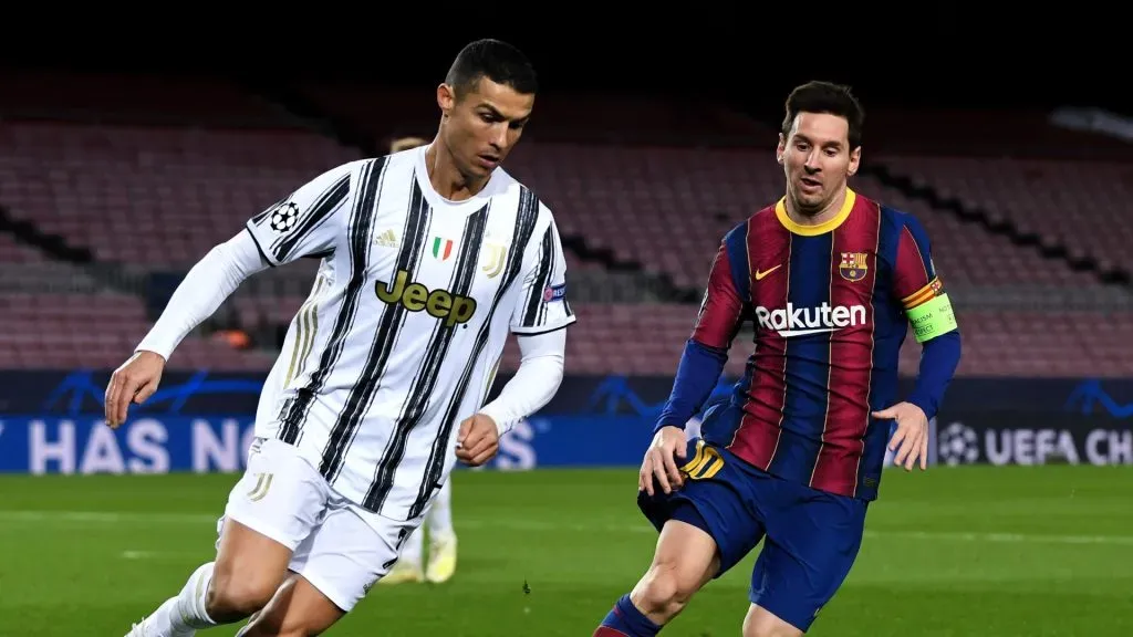 Cristiano Ronaldo against Lionel Messi in a Champions League game
