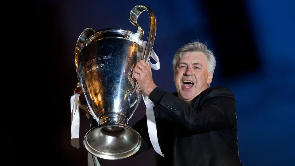 Carlo Ancelotti with the Champions League trophy