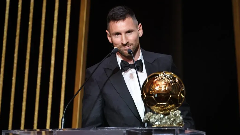 Lionel Messi with his eighth Ballon d’Or award in 2023 (Getty Images)