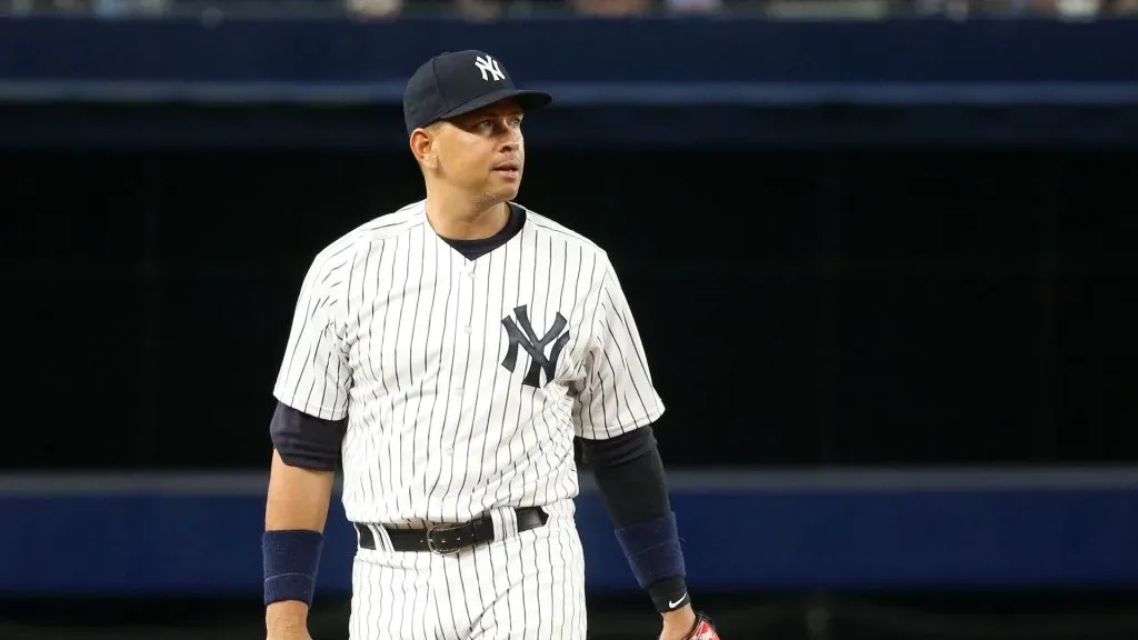 Alex Rodriguez #13 of the New York Yankees takes the field for the top of the ninth inning against the Tampa Bay Rays on August 12, 2016 at Yankee Stadium in the Bronx borough of New York City.