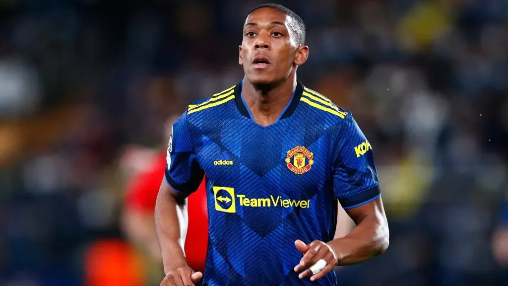 Anthony Martial of Manchester United looks on during the UEFA Champions League group F match between Villarreal CF and Manchester United at Estadio de la Ceramica on November 23, 2021 in Villarreal, Spain. (Photo by Eric Alonso/Getty Images)