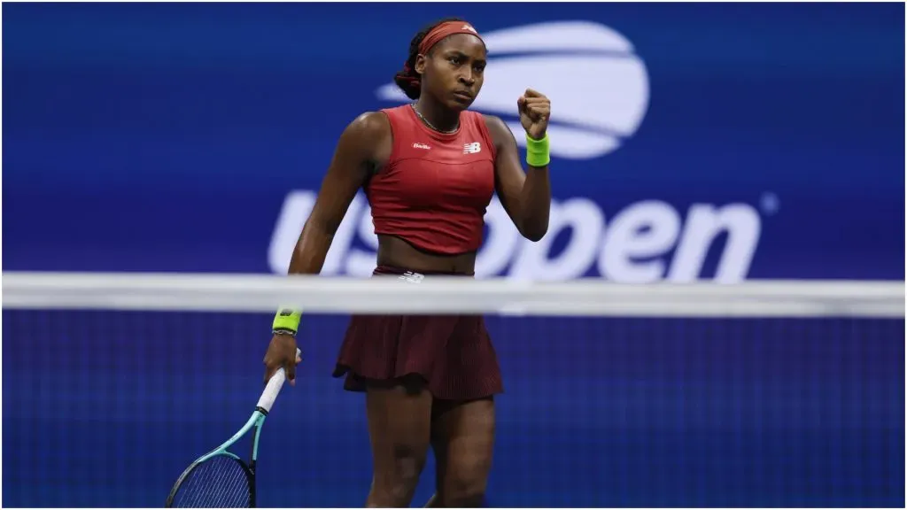 Coco Gauff of the United States celebrates a point – Al Bello/Getty Images