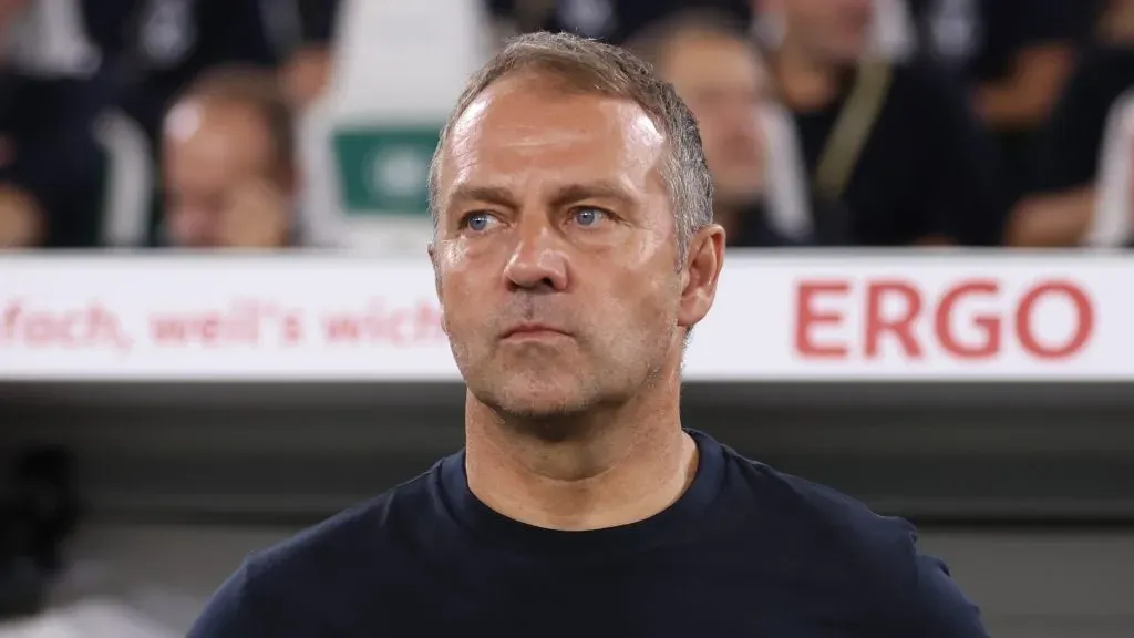 Head coach Hans-Dieter Flick of Germany reacts during the international friendly match between Germany and Japan at Volkswagen Arena on September 09, 2023 in Wolfsburg, Germany.
