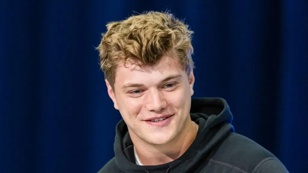 J.J. McCarthy during the 2024 NFL Combine at Indianapolis