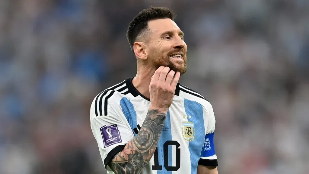 Lionel Messi of Argentina looks on during the FIFA World Cup Qatar 2022 Final match between Argentina and France at Lusail Stadium on December 18, 2022 in Lusail City, Qatar.