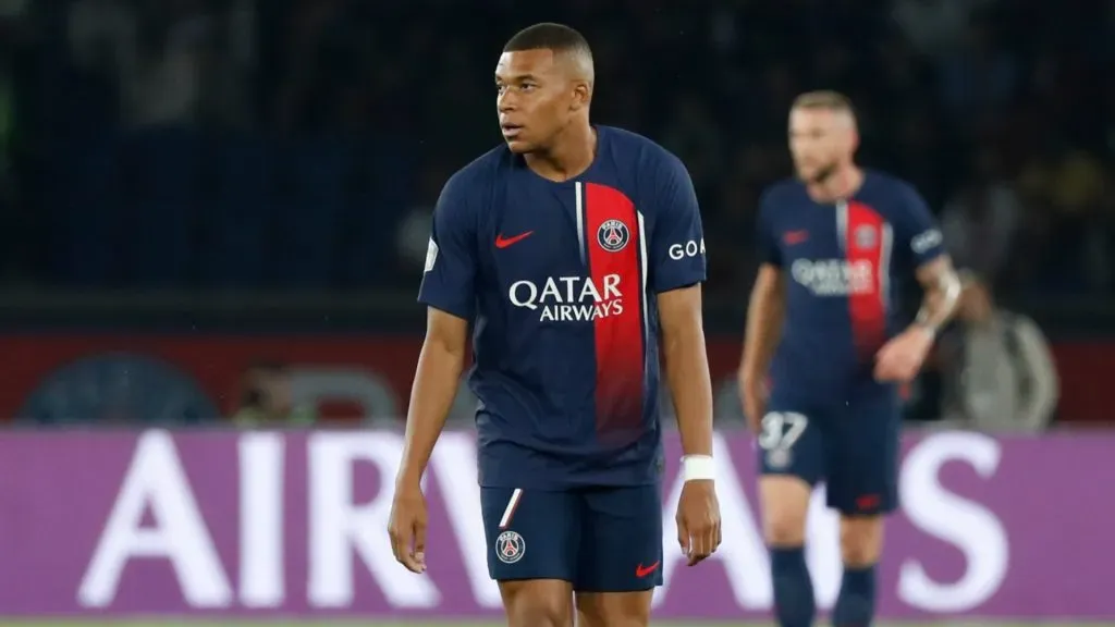 Kylian Mbappe in action for PSG.