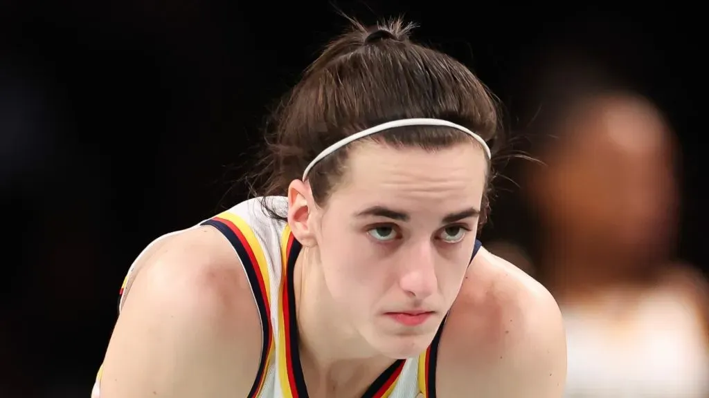 Caitlin Clark #22 of the Indiana Fever looks on against the New York Liberty during the second half at Barclays Center on June 02, 2024 in New York City.