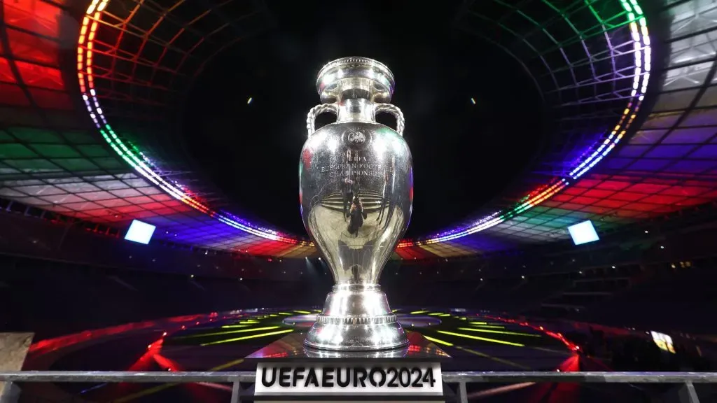 THE UEFA EURO 2024 Winners Trophy is pictured duirng the UEFA EURO 2024 Brand Launch at Olympiastadion on October 05, 2021 in Berlin, Germany.