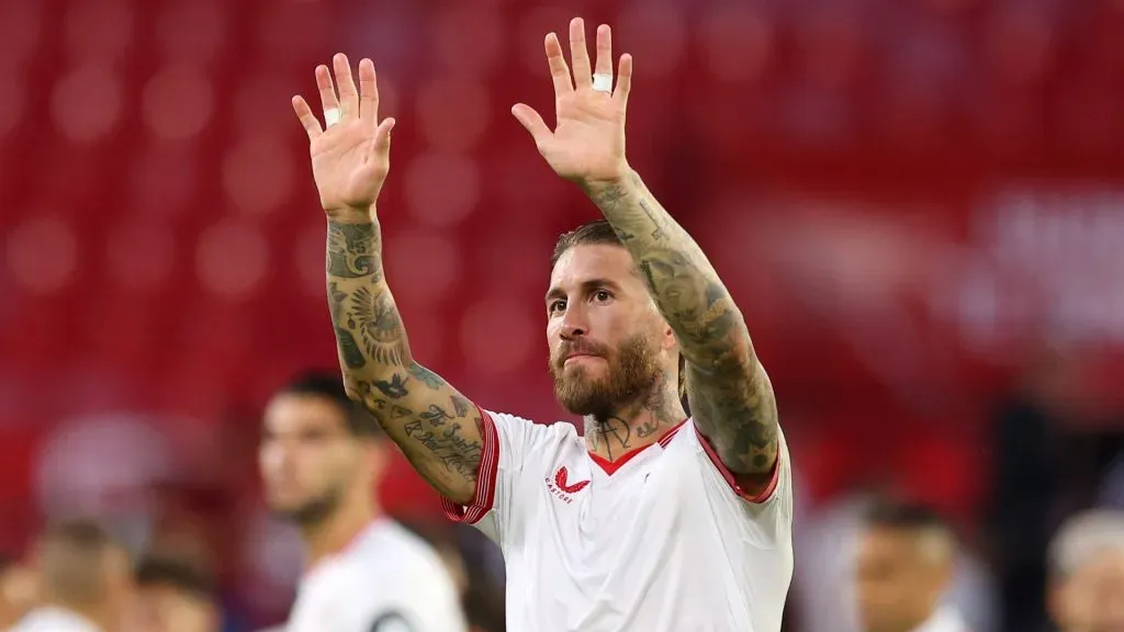 ergio Ramos of Sevilla acknowledges the fans after the team’s victory in the LaLiga EA Sports. Photo by Fran Santiago/Getty Images