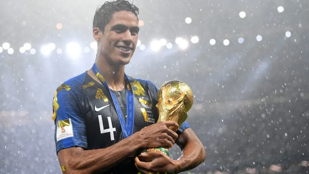 Raphael Varane of France celebrates with the World Cup trophy following the 2018 FIFA World Cup Final between France and Croatia. Matthias Hangst/Getty Images