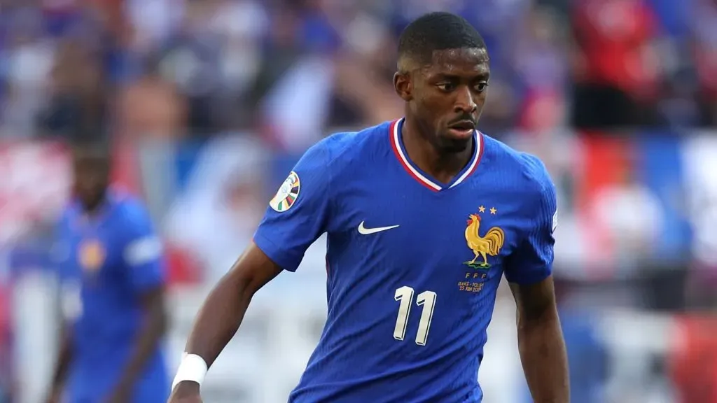 Ousmane Dembele of France controls the ball during the UEFA EURO 2024 group stage match between France and Poland at Football Stadium Dortmund on June 25, 2024 in Dortmund, Germany.