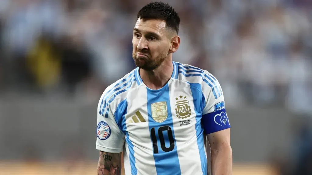 Lionel Messi of Argentina gestures during the CONMEBOL Copa America 2024. Photo by Tim Nwachukwu/Getty Images