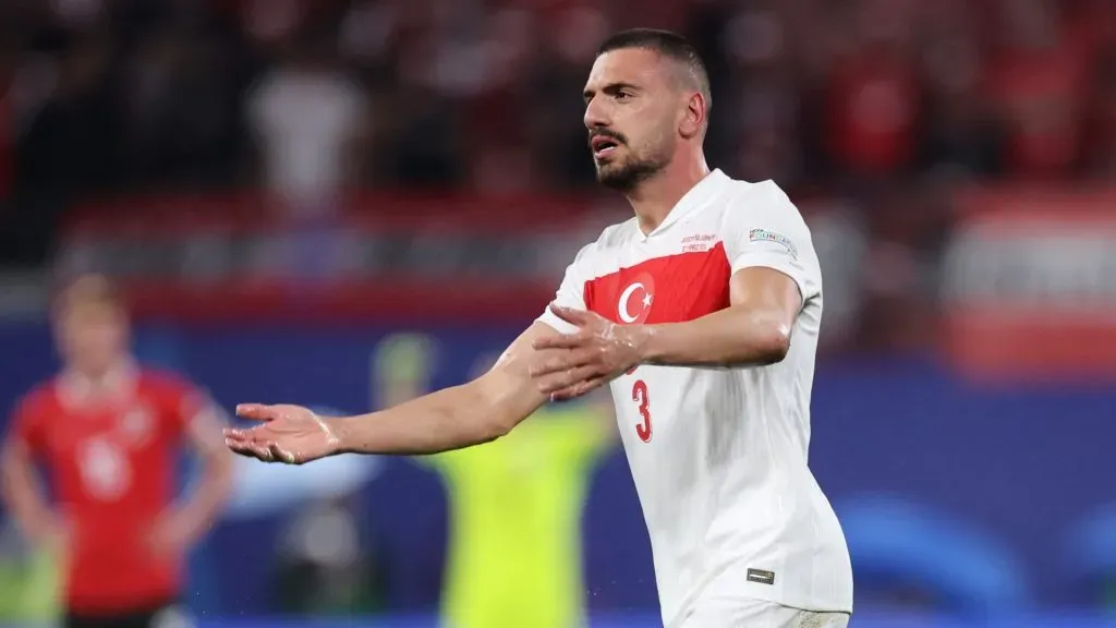 Merih Demiral of Turkiye reacts during the UEFA EURO 2024 round of 16 match between Austria and Turkiye at Football Stadium Leipzig. Photo by Alex Grimm/Getty Images