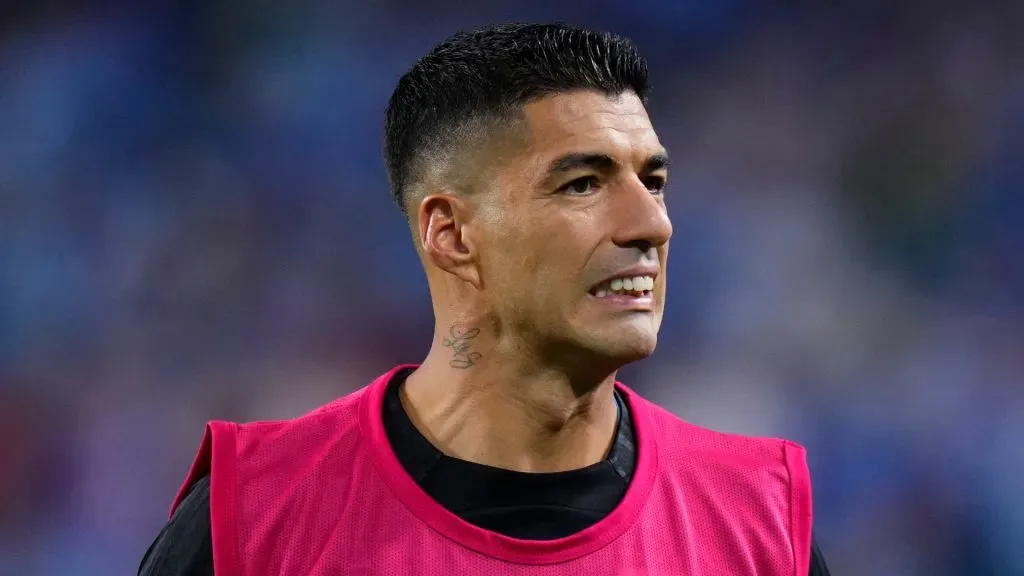 Luis Suarez of Uruguay gestures during the CONMEBOL Copa America 2024 Group C match between Uruguay and Panama at Hard Rock Stadium on June 23, 2024 in Miami Gardens, Florida.