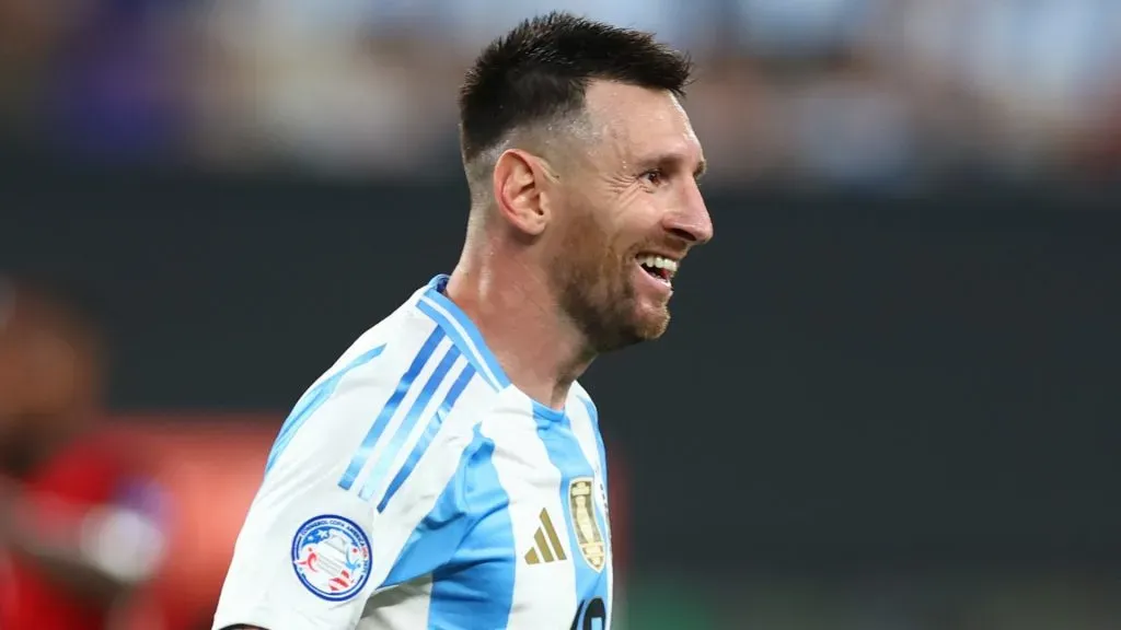 Lionel Messi of Argentina during the CONMEBOL Copa America 2024 semifinal match between Canada and Argentina at MetLife Stadium on July 09, 2024 in East Rutherford, New Jersey.