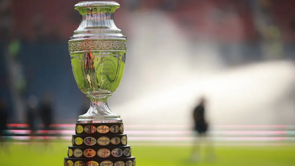 The Copa America trophy is seen prior the semifinals second leg match between Cruz Azul and Monterrey as part of the Torneo Clausura 2024 Liga MX at Estadio Ciudad de los Deportes on May 19, 2024 in Mexico City, Mexico. Photo by Hector Vivas/Getty Images