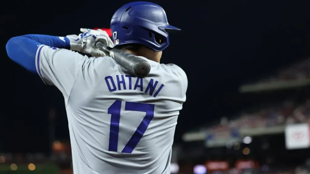 Shohei Ohtani #17 of the Los Angeles Dodgers on deck against the Philadelphia Phillies during the seventh inning at Citizens Bank Park on July 10, 2024 in Philadelphia, Pennsylvania. Photo by Heather Barry/Getty Images