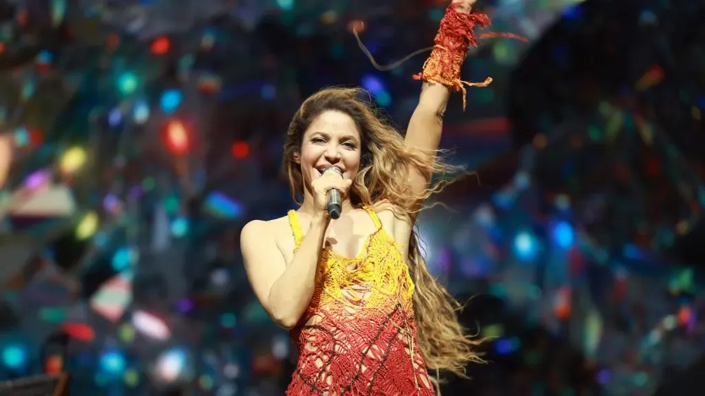 Shakira performs with Bizarrap at the Sahara Tent during the 2024 Coachella Valley Music and Arts Festival at Empire Polo Club on April 12, 2024 in Indio, California. Photo by Matt Winkelmeyer/Getty Images for Coachella