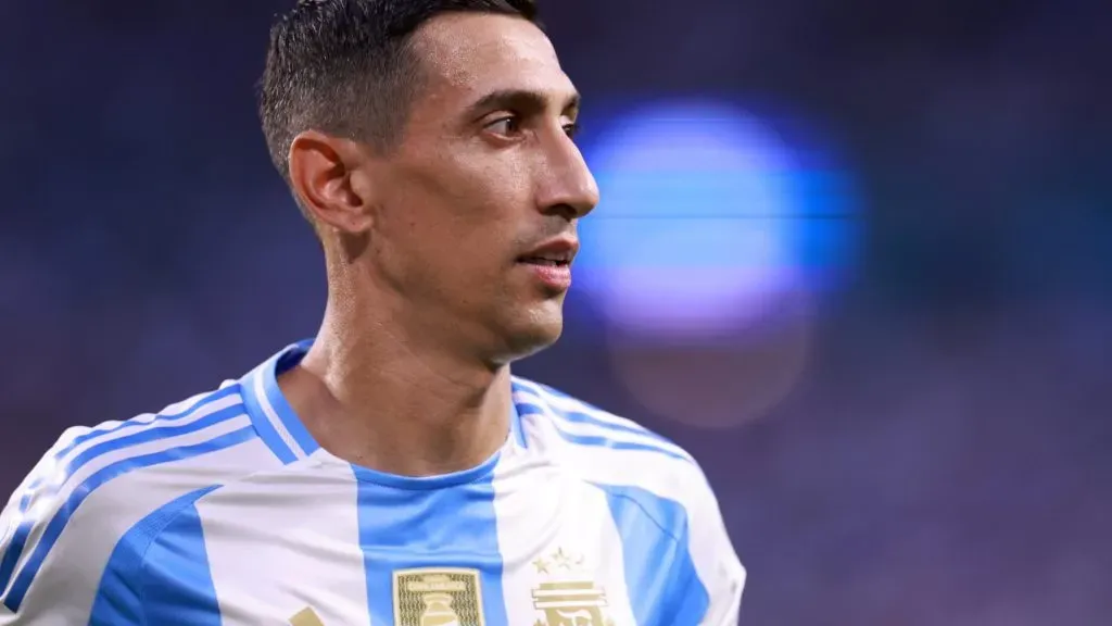 Angel Di Maria of Argentina gestures during the CONMEBOL Copa America 2024 Group A match between Argentina and Peru at Hard Rock Stadium on June 29, 2024 in Miami Gardens, Florida. (Photo by Carmen Mandato/Getty Images)