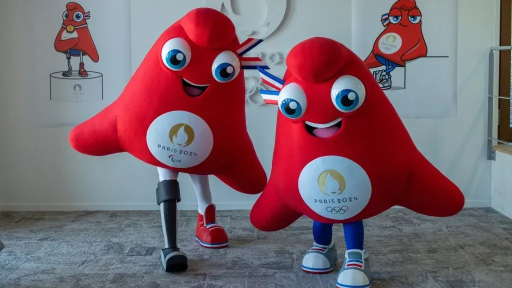 The Phryges, modelled on phrygian caps, are unveiled as the mascots for the Paris 2024 Summer Olympic and Paralympic Games on November 10, 2022 in Paris, France.