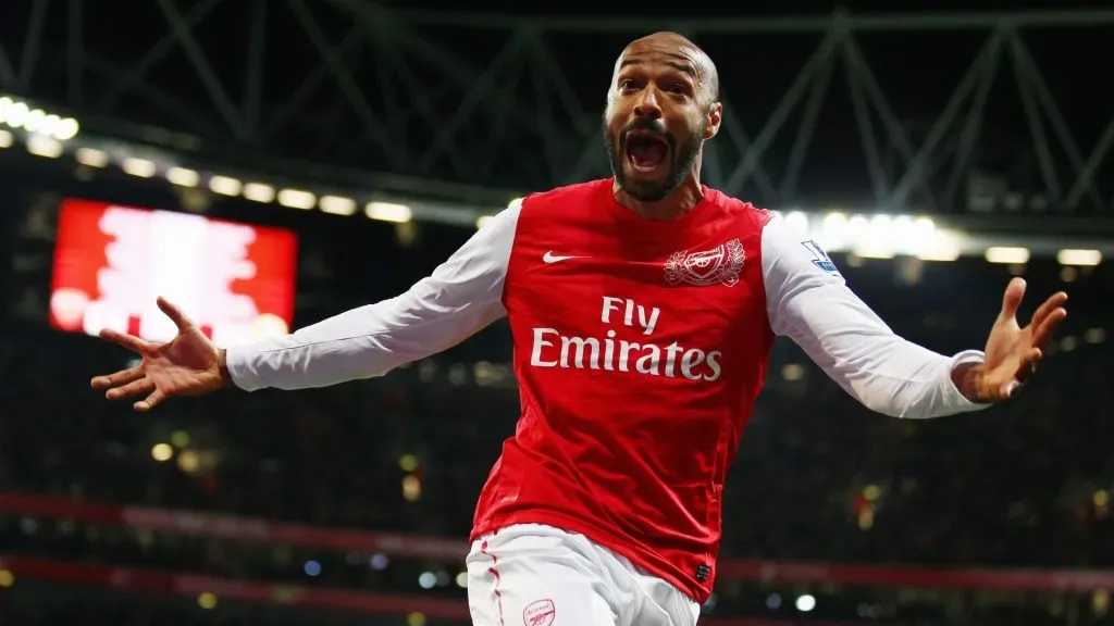Thierry Henry celebrating a goal for Arsenal.