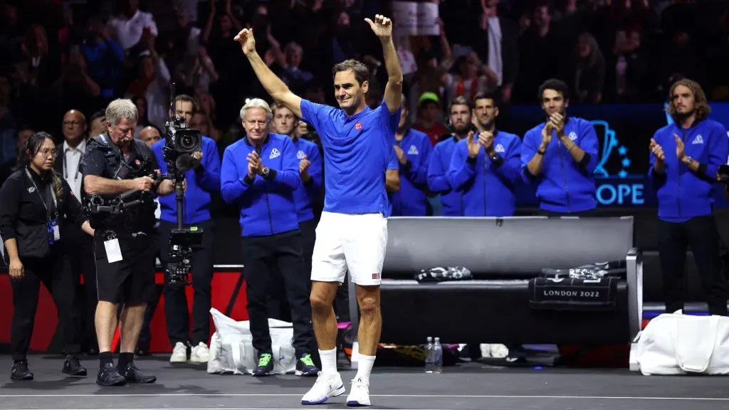 Roger Federer has an emotional farewell after his last match as a professional tennis player at Laver Cup. Julian Finney/Getty Images
