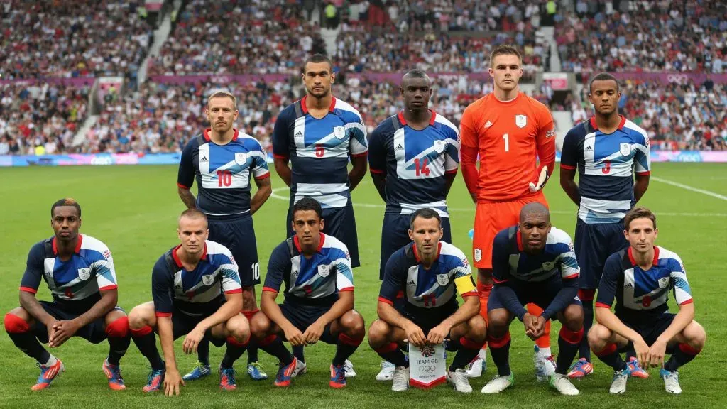 Team GB line up before the Men’s Football first round Group A Match of the London 2012 Olympic Games between Great Britain and Senegal. Julian Finney/Getty Images